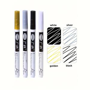 TEMU 4개 울트라 파인 0.7mm 마커 펜 - 골드, 실버리, 화이트 & 블랙 - 방수, 비투명, 금속, 나무, 유리 및 인사말 카드에 적합 | DIY 공예, 라벨 만들기, 미세한 필기 도구, 공예 재료, 세련된 펜 디자인, 내구성 있는 펜 구조, 학교 용품, 문구류/종이, 펜, 학교용 펜, 학교 문구|DIY
