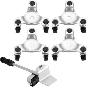 TEMU 스틸 트라이 캐스터 4개 세트, 200파운드 적재 용량 3륜 캐리어, 가구 이동용 헤비듀티 롤러, 캐비닛, 테이블 및 가전제품 원활 이동