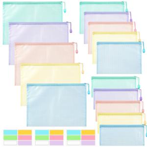 TEMU 15개 세트 메쉬 지퍼 파우치 A4 A5 A6 문서 가방, 학용품 파일 폴더 정리함, 사무실 보관, 필통 및 바인더 폴더 (A4, A5, A6 용지와 호환)|A4용지