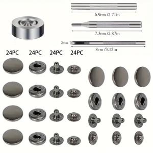 TEMU 24세트 15mm 스냅 패스너 도구 키트 - 금속 스냅 패스너, 가죽 펀칭 도구 및 고정 액세서리 포함. 이 스냅 패스너 키트는 가방, 청바지, 의류, 패브릭 및 다양한 용도에 적합합니다