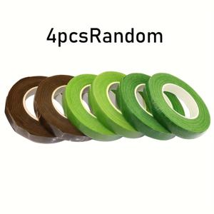 TEMU 꽃 테이프 4개입 - 꽃 포장용 쉽게 찢어지는 크레페 종이, 4가지 색상 (다크 그린, 민트 그린, 라임 그린, 과일 그린)으로 제공, 웨딩 부케, 공예 및 꽃 줄기 포장에 적합 - 가위 불필요