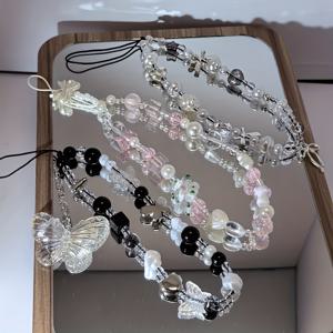 TEMU 2/3 귀여운 폰 체인 펜던트, 에스테틱 Y2K 폰 손목 밴드 화려한 꽃 리본 나비 액세서리, 레진 ABS 비즈 방지 체인 로프, 백팩 키체인, 에어팟 카메라 장식, 폰 데코, 선물, 에어팟 참,카메라 액세서리,나비 매력,미적 펜던트,내구성 있는 체인,레진 비즈,장식용 키체인,젊은 여성