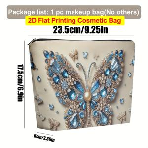 TEMU 매우 아름답고 파란색 나비 디자인의 메이크업 가방입니다. 휴대용으로 접을 수 있으며 지퍼로 잠금됩니다. 휴일, 우정, 크리스마스, 생일, 발렌타인데이, 졸업 선물, 여행용 보관에 적합합니다.