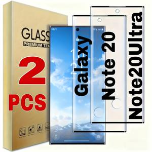 TEMU 갤럭시 노트 20/노트 20 울트라용 풀커버 강화유리 보호필름 2개 세트, 블랙 에지