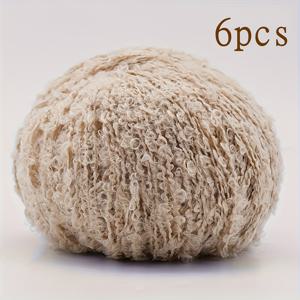 TEMU 알파카 60%, 폴리에스터 30%, 안티필링 섬유 10% 혼방으로 제작된 6개입 털실 세트입니다. 독특한 루프 디자인으로 스웨터, 스카프, 모자, 바지, 조끼, 인형 머리 등 스웨터 뜨개질 및 코바늘 뜨개질에 적합하며 부드럽고 따뜻한 각종 공예품 제작에 사용할 수 있습니다.|뜨개실