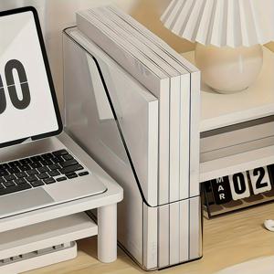 TEMU 1개 다기능 투명 조합 책장, 데스크탑 파일 및 책 정리대, 아크릴 A4 폴더 창의적인 북엔드, 사무실 및 기숙사 이중층 수납 선반