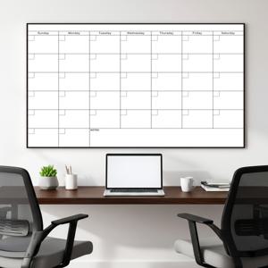 TEMU 대형 1개월 지워지는 벽걸이 캘린더 | 48 x 32인치 날짜 없음 월간 화이트보드 플래너, 재사용 가능한 벽걸이형 스케줄 보드, 일요일 시작, 추가 크기 쓰기 박스 (노트 섹션 포함) | 지워지는 마커 2개 및 양면 테이프 포함 | 이상적