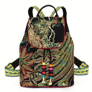 TEMU 수놓은 피닉스 백팩 여성용, 가벼운 판타지 동물 프린트, 조절 가능한 스트랩, 폴리에스터 안감, 끈 잠금 장치, 대용량 버킷 백, 도난 방지 기능