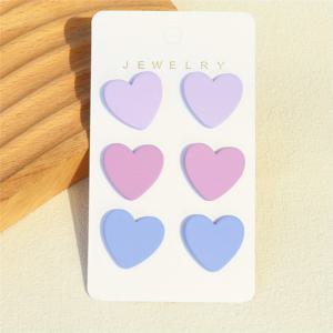 TEMU 3 쌍 / 세트 하트 모양 스터드 귀걸이 마카롱 색상 섹시하고 귀여운 스타일 아크릴 보석 가벼운 무게 섬세한 선물 연인들을위한 발렌타인 데이