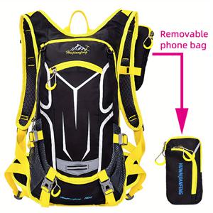 TEMU 사이클링, 하이킹 및 등산 여행용 다기능 야외 스포츠 백팩, 자전거 헬멧 보관함 내장형 물병 홀더 디자인으로 최대 2L 물병 수납 가능, 독립적인 탈착식 휴대폰 포켓, 입체 통기성 백 시스템 포함 생존 호루라기 가슴 버클 야간 반사 디자인이 있는 어깨가방|자전거헬멧|등산가방