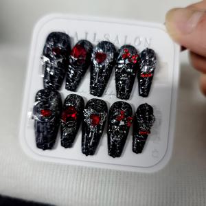 TEMU 할로윈 수제 착용용 장갑 긴 검정색 다크 마감 아머 시트