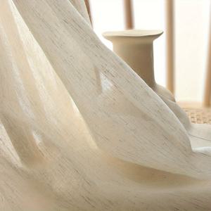 TEMU 일본 스타일의 커피색 린넨 시어 커튼 1개. 단색의 빛을 가리는 원단으로 제작되었으며, 로드 걸이형으로 디자인되어 거실 및 침실 장식에 적합합니다.