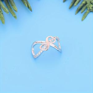 TEMU 1개 925 실버 어머니 아들 무한 반지 | 플래티넘 도금 및 합성 시스틴을 사용한 패션 펜던트, 주얼리 제작용, 발렌타인데이 선물