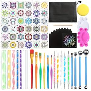 TEMU 74개 도자기 도구 만다라 페인팅 도구 키트, 페인팅 템플릿, 컬러 스크레이퍼, 페인트 브러시, 장식 스틱 세트, 만다라 초보자 DIY 페인팅