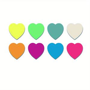 TEMU 160pcs 하트 모양 형광 스티키 노트, 강력한 접착제, 모란디에서 8권의 사랑스러운 투명 방수 스티키 노트, 반투명 북마크, 페이지 플래그
