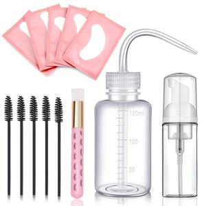 TEMU 속눈썹 연장용 클리닝 키트 13종 5in1 속눈썹 샴푸 브러시 비누 폼 세척병 세트 눈썹 마스카라 족집게 속눈썹 젤 패드 살롱 미용 도구