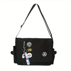 TEMU 2025 신상 커플 심플 크로스백 남녀공용 대용량 나일론 레트로 아웃도어 숄더백 멀티펑셔널 캠퍼스 가방 패션 중성 캐주얼 학생용 지퍼 플립 커버 핸드백 일본 스타일