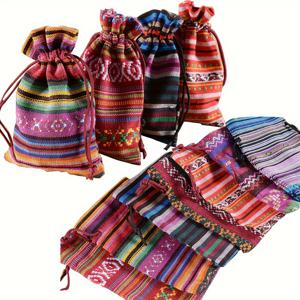 TEMU 5월 5일 파티, 멕시코 파티 가방을 위한 여성/남성 선물용 12개 민족 스타일 드로스트링 선물 가방