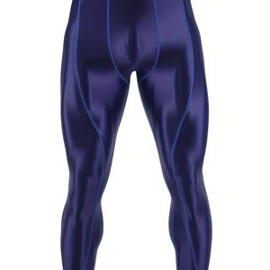 TEMU 야우랑 남성 하이웨이스트 신이 스탠트 피트니스 팬츠 - 퀵 드라이 압축 요가 & 농구 훈련 타이츠, 단색, 슬림핏 러닝, 스포츠, 액티브웨어, 운동 레깅스, 운동복, 세련된 디자인, 하이