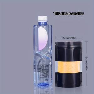 TEMU 쿠키와 사탕용 블랙 윈도우 패키징 백, 커피 플라워 티 매트 자체 밀봉 두꺼운 보관 봉투 50개입