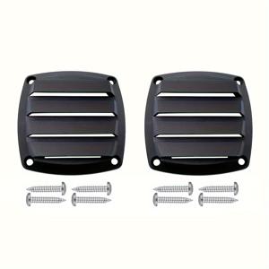 TEMU 2pcs 해양 보트 스퀘어 에어 벤트, 스테인레스 스틸 나사가있는 블랙 루버 환기 그릴