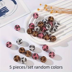 TEMU DIY 보석 및 펜 액세서리용 16mm 프린트 소프트 클레이 비즈 5팩