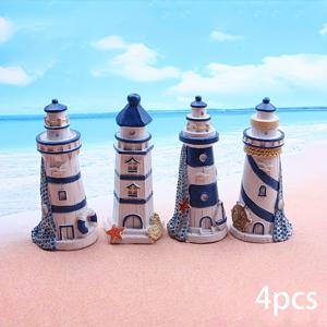 TEMU 4개 레진 공예품, 장식용 레진 관측탑, 모래 테이블 장식, 조명탑 장식품, 수족관 바다 풍경 부품, 심리 모래 테이블