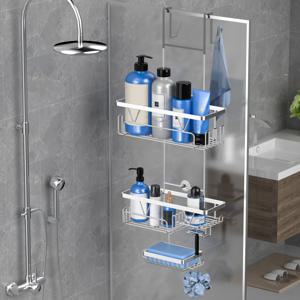 TEMU 1팩 스테인레스 스틸 샤워 캐디, 유리 문 걸이 형 욕실 정리함, 타월, 수세미, 면도기, 샴푸용 부식 방지 수납 선반 - 샤워 액세서리 홀더