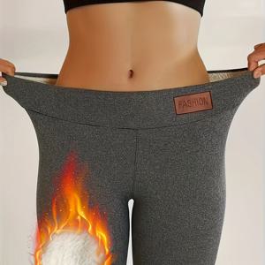 TEMU 하이웨이스트 보온 러닝 레깅스 - 두꺼운 겨울용 팬츠, 전체 커버리지, 비투명 소재 & 고탄력성, 퍼포먼스 웨어