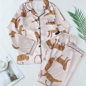 TEMU 프린트 여성용 라펠 칼라 긴팔 세트