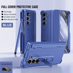 TEMU 메카 스타일 폰 케이스 선물 세트 – 삼성 Z Fold 7/6/5/4, 플립 5/4/3 호환 – 강화유리 보호필름, 펜 슬롯 홀더 & 중앙 피벗 스탠드 포함|폰케이스|휴대폰케이스|폴딩박스