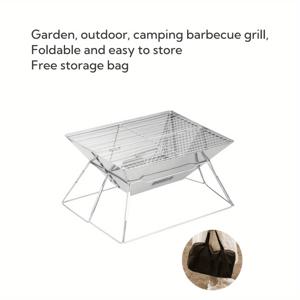 TEMU HANYUE 두꺼운 스테인리스 스틸 접이식 다기능 바베큐 그릴 (육각형, 직사각형, 사각형 모양), 야외, 마당, 캠핑, 자가용 등에 적합, 휴대용 가방 포함
