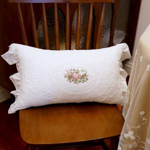 TEMU 원피스 화이트 프렌치 스타일 레이스 베개커버, 스타일 러플 헴 걸리 룸 소파 침대 쿠션 베개 커버|베개커버|쇼파커버|쇼파쿠션