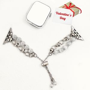 TEMU 애플 워치 울트라, SE, 시리즈 9/8/7/6/5/4/3/2/1 호환 - 고양이눈석이 장식된 여성용 조절 가능한 패션 내구성 아이워치 밴드, 핸드 비즈드 액티비티 버클, 캐주얼 휴가 스타일 (38/40/41/42/44/45mm)