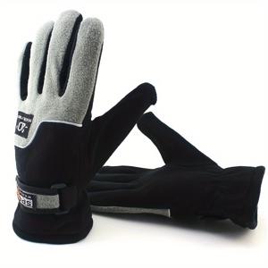 TEMU 1쌍 남성용 보온 겨울 장갑 풀핑거 커버리지 조절 가능한 손목 - 추운 날씨 야외 스포츠, 사이클링, 라이딩 장갑 - 원 사이즈 대부분의 손에 맞음 - 봄&겨울용