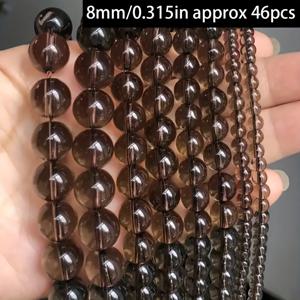 TEMU 다크 브라운 유리 크리스탈과 스모키 쿼츠로 제작된 4, 6, 8, 10mm 루즈 라운드 비즈, 주얼리 공예 및 팔찌 제작에 적합