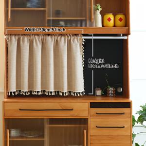 TEMU 라이트 브라운 태슬 커튼 1쌍, 간편한 단색 디자인, 일본 스타일 소재 사용, 거실, 침실, 주방에 적합, 창문 및 캐비닛 장식 및 커버에 완벽