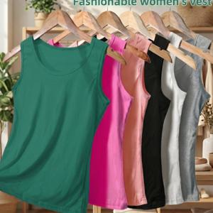 TEMU 여름 6피스 세트 여성용 탱크탑, 솔리드 컬러 캐주얼 다용도 민소매 탑, 집과 외출용