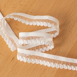 TEMU 일라스틱 레이스 트림 릭 랙 리본, 3 야드 스트레치 레이스 밴드 재봉 및 공예용, 화이트 웨이브 엣지 일라스틱 트림