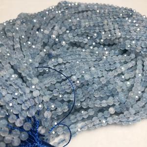 TEMU 조각 3/4mm (100/115개) 천연 아쿠아마린 다면체 원형 루스 비즈, 주얼리 제작용.