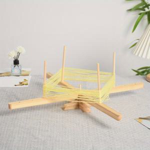 TEMU 수제 나무 울 보관 스탠드, 스피닝 디자인 - 털실 홀더, 울 측정 랙