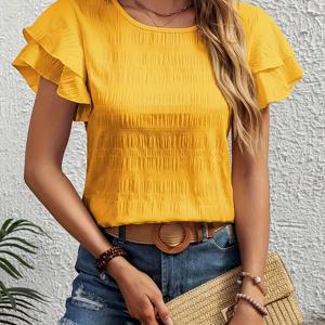 TEMU 캐주얼 레이어드 러플 소매 셔츠