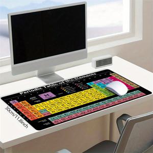 TEMU 빈티지 주기율표 마우스 패드 - 컬러풀 데스크 매트, 스티치 엣지, 미끄럼 방지 고무 베이스, 35.4x15.7 인치, 보이프렌드/걸프렌드에게 이상적인 선물, 사무실 데스크 액세서리 | 주기율표 테마 | 고무 마우스패드, 대형 데스크 매트