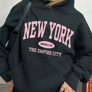 TEMU 여성용 캐주얼 빈티지 스타일 긴팔 후드 스웨트셔츠, 가을 및 겨울에 적합