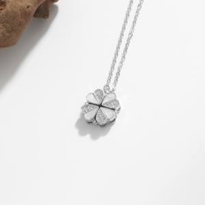 TEMU 1개, 열 수 있는 하트 모양 구리 목걸이, 합성 큐빅 지르코니아 인레이, 저자극성 316L 스테인리스 스틸 체인, 데일리웨어 또는 휴일용, 청소년용