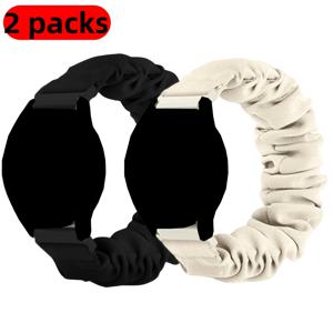 TEMU 2개 여성용 스크런치 탄성 시계 밴드, 20mm 부드럽고 신축성 있는 교체용 스트랩, 삼성 7 6 5 4 FE 밴드 40mm 44mm/ 6 클래식 47mm 43mm/워치 5 프로 45mm/4 클래식 46mm 42mm, 화웨이 워치 GT2/3 42mm 호환