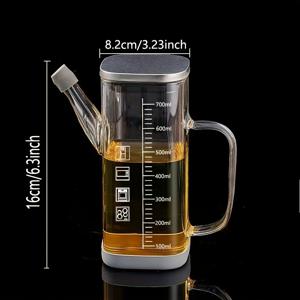 TEMU 누수 방지 유리 올리브 오일 디스펜서 - 미끄럼 방지 실리콘 매트 & 크루엣 포함 - PVC 프리 세척 가능한 직사각형 오일 & 식초 병 - 주방, 바베큐, 피크닉용 - 미끄럼 방지 유리, 올리브 오일, 식초, 드레싱에 적합