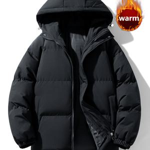 TEMU Shule Water OBM 가을/겨울용 두꺼운 따뜻한 긴팔 재킷은 스타일리시한 블랙 후드 캐주얼 코트로, 외출, 스키, 캠핑, 데이트에 적합합니다. 남녀공용입니다.