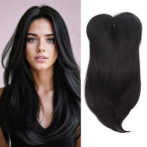 TEMU 중간 길이의 여성용 투명 무봉제 헤어 토퍼, 사이드 스웨프 뱅으로 회색 머리를 커버