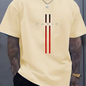 TEMU 남성 트렌디 라운드넥 티셔츠, 활용도 높은 반팔.